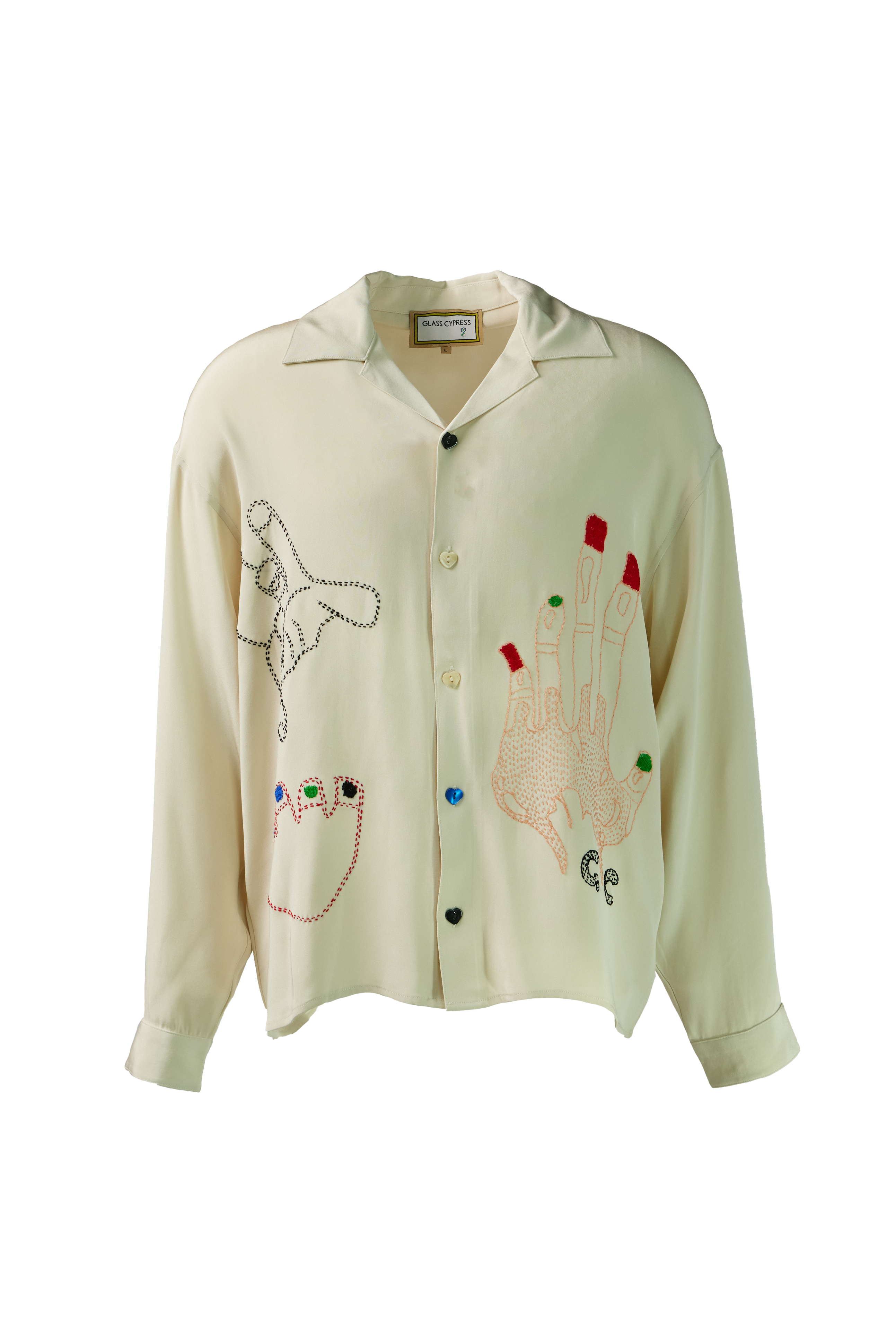 GLASS CYPRESS - Hands On Ivory Silk Shirt product image