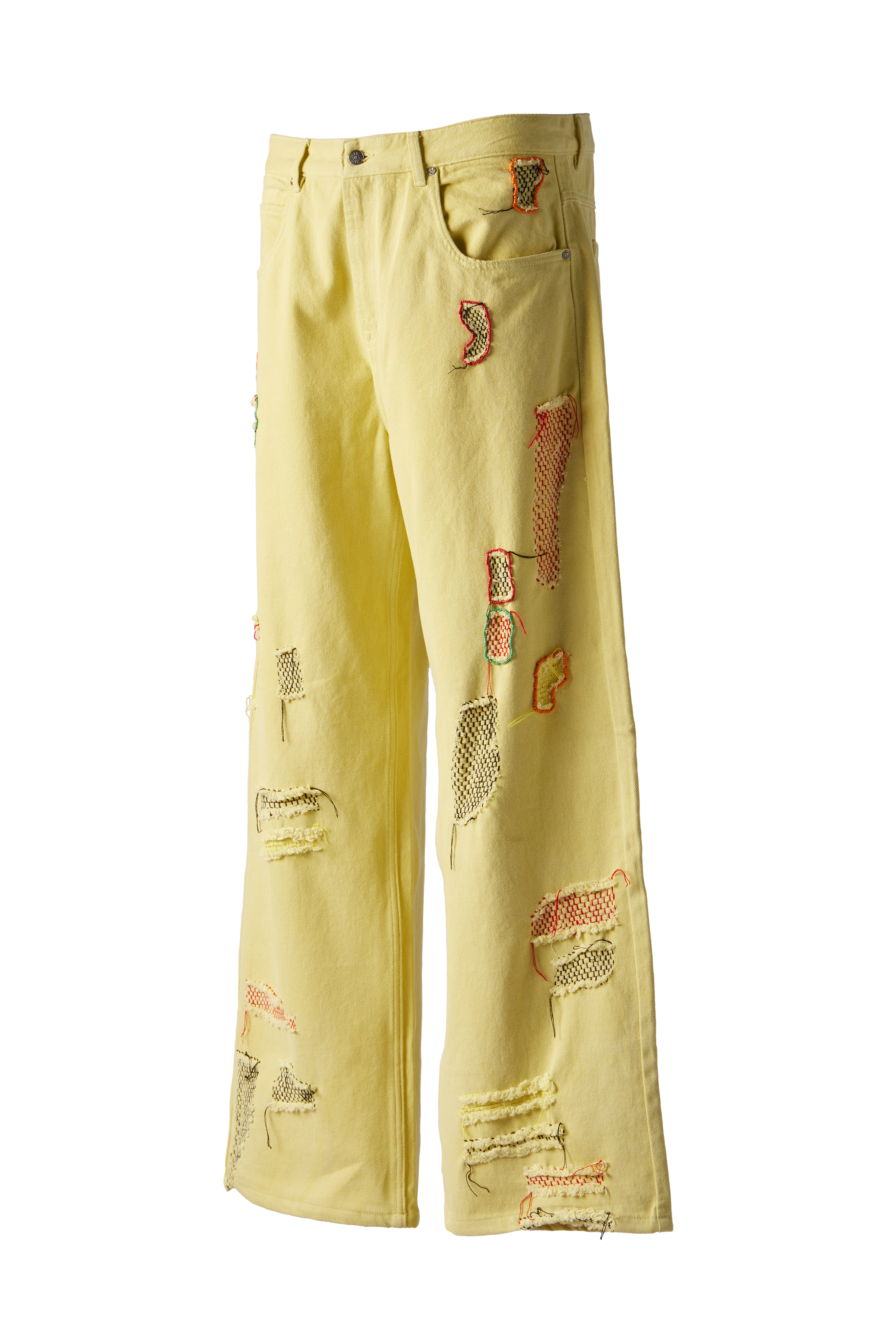 GLASS CYPRESS - Yellow Reconstructed Shredded Denim product image