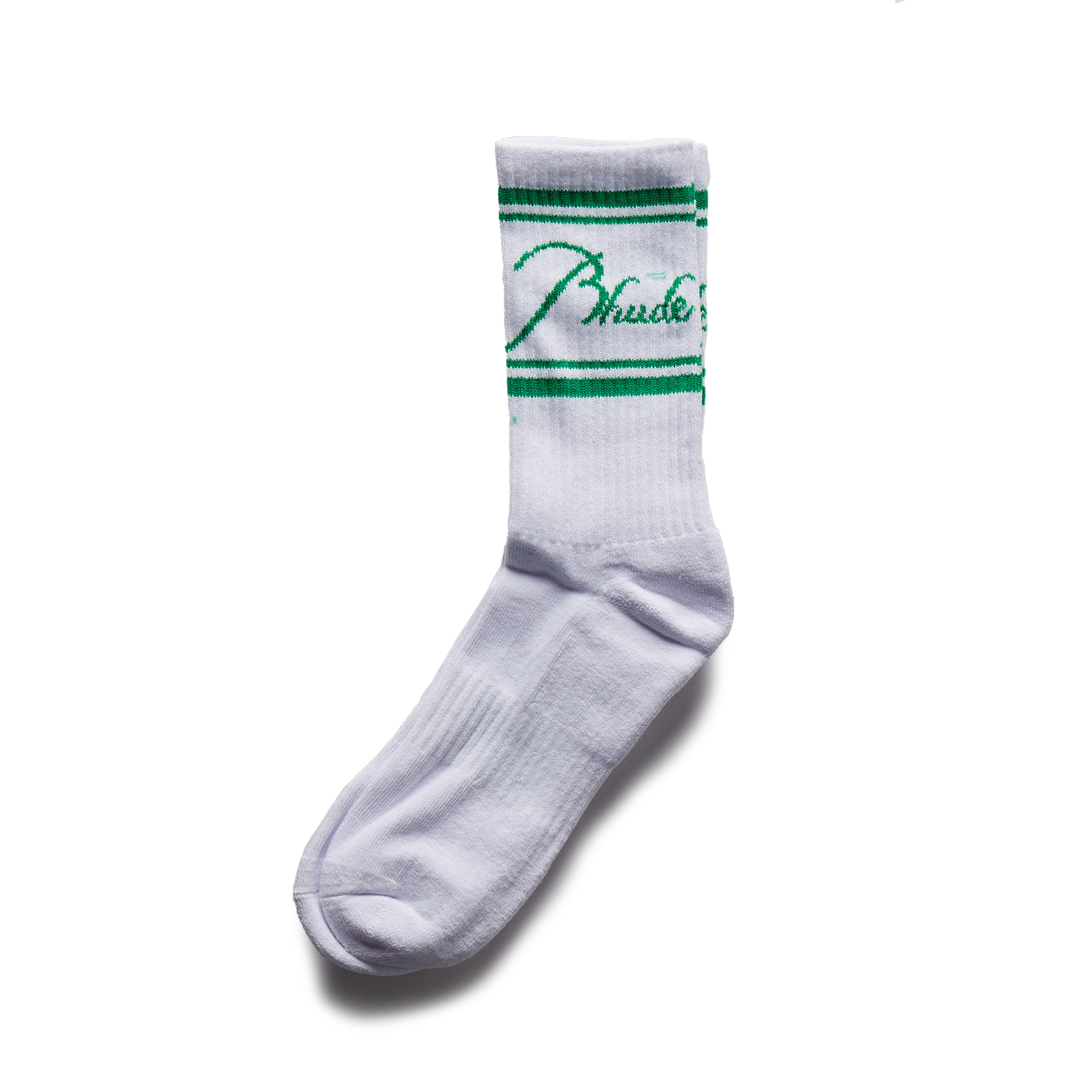 RHUDE - Script Logo Sock (White/Green) product image