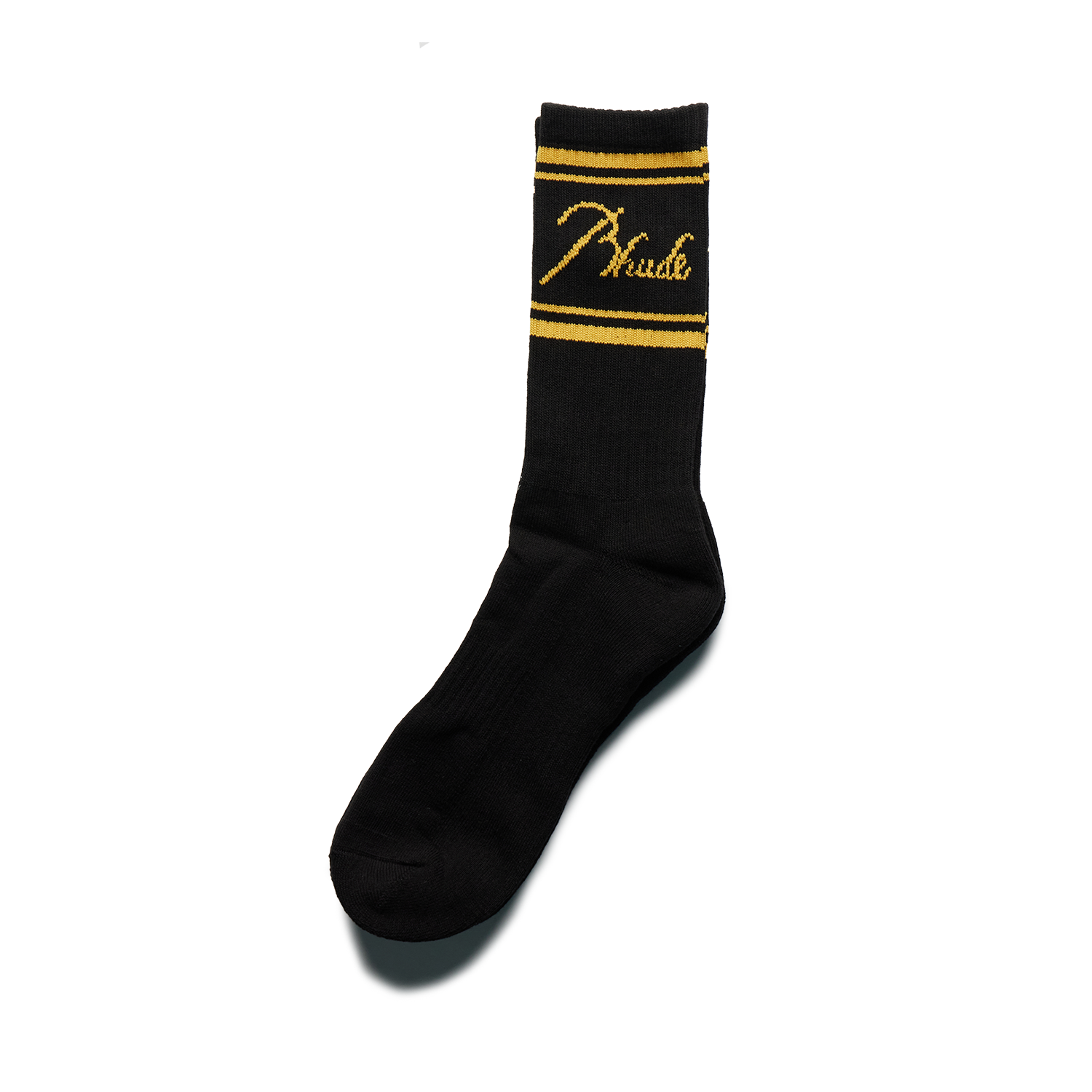 RHUDE - Script Logo Sock (Black/Yellow) product image